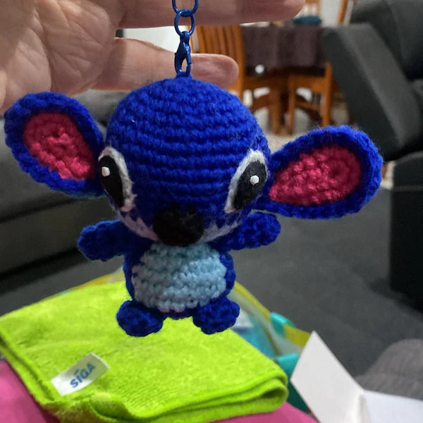 PDF File Amigurumi Mini doll keychain pattern, crochet Blue Alien Amigurumi