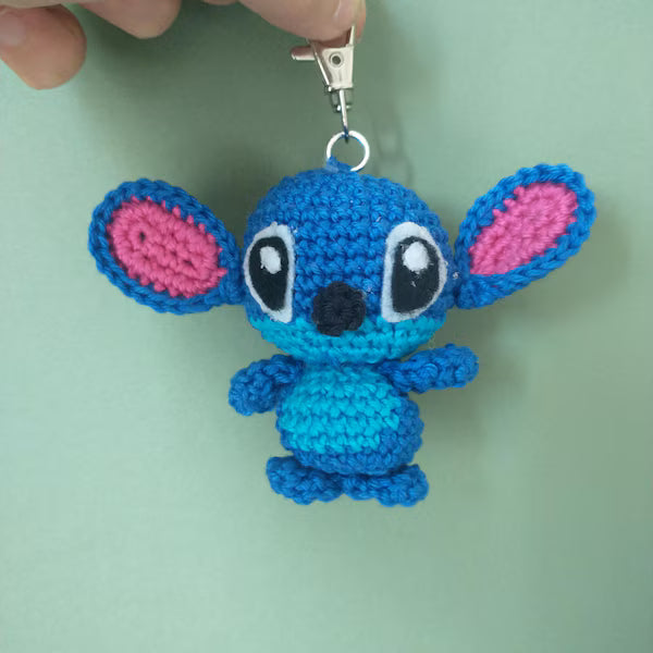 PDF File Amigurumi Mini doll keychain pattern, crochet Blue Alien Amigurumi