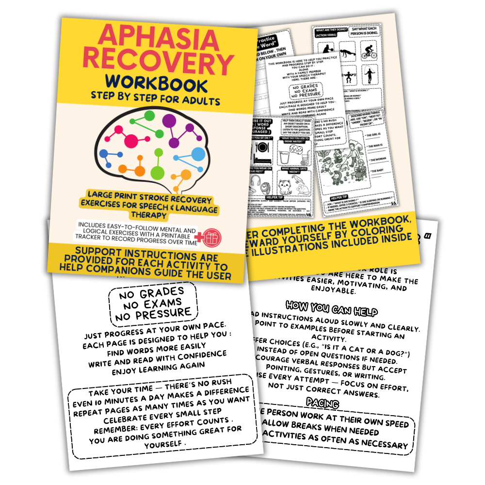 Aphasia Workbook for Adults (Printable PDF)