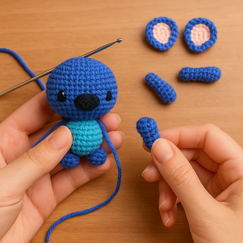 PDF File Amigurumi Mini doll keychain pattern, crochet Blue Alien Amigurumi