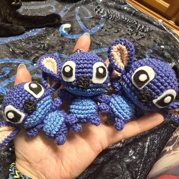 PDF File Amigurumi Mini doll keychain pattern, crochet Blue Alien Amigurumi