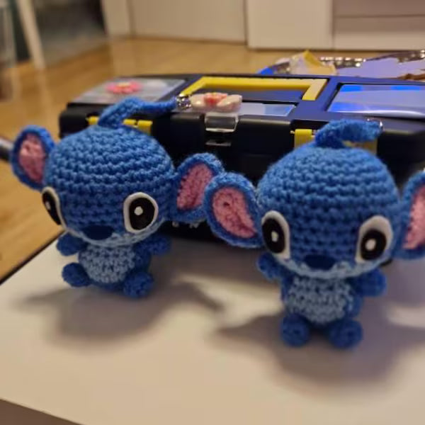 PDF File Amigurumi Mini doll keychain pattern, crochet Blue Alien Amigurumi