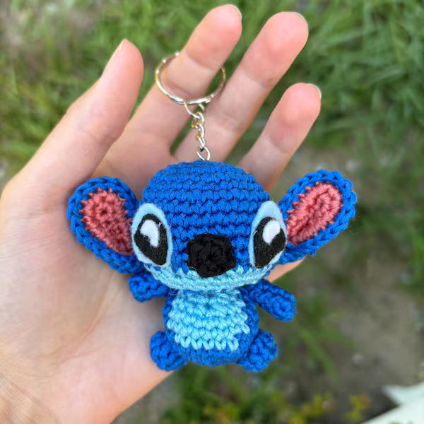 PDF File Amigurumi Mini doll keychain pattern, crochet Blue Alien Amigurumi